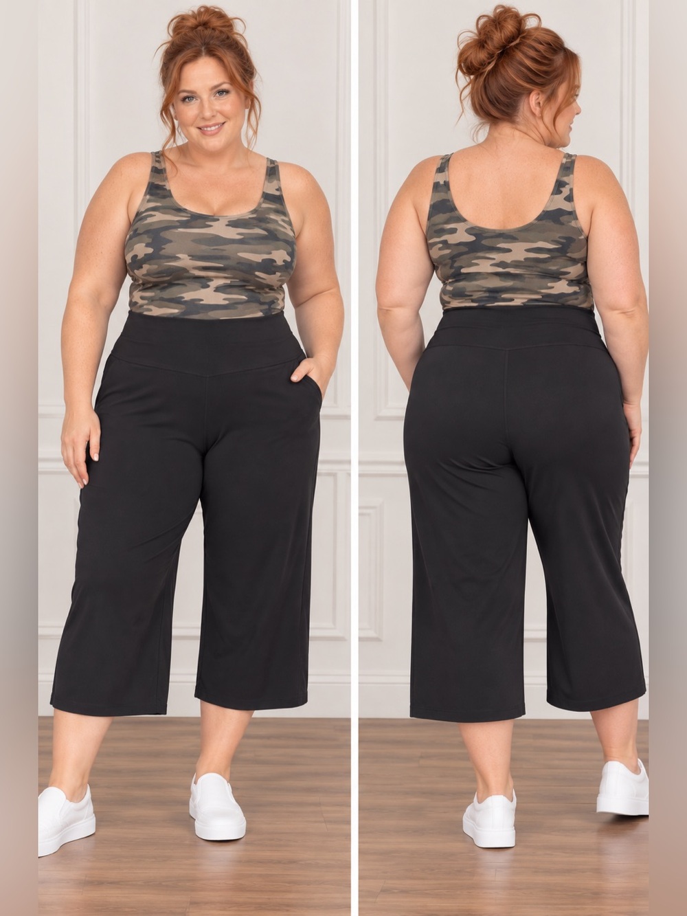 Old Navy Plus-Size Wide Leg Crop Pants in Black